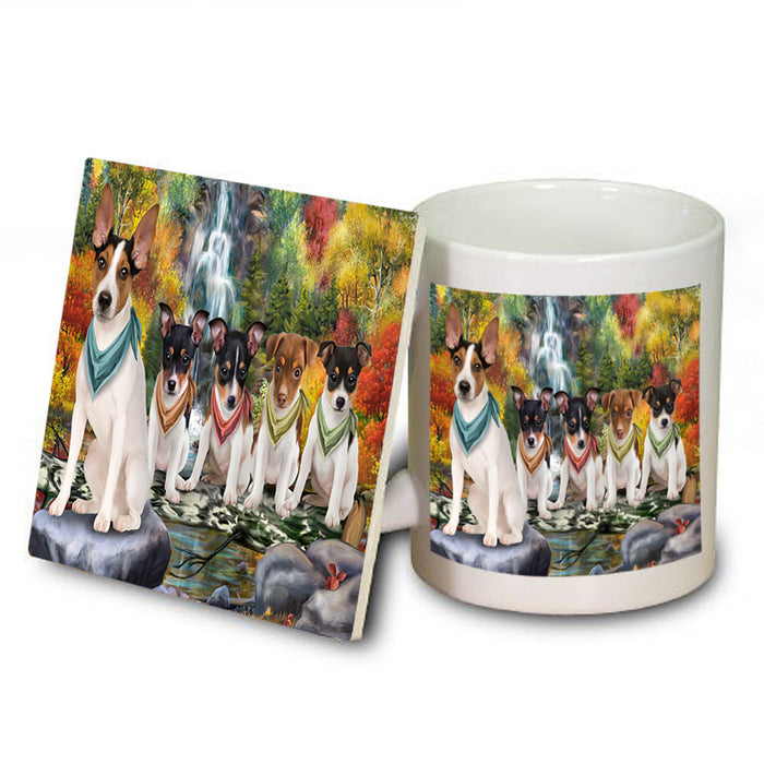 Scenic Waterfall Rat Terriers Dog Mug and Coaster Set MUC51918