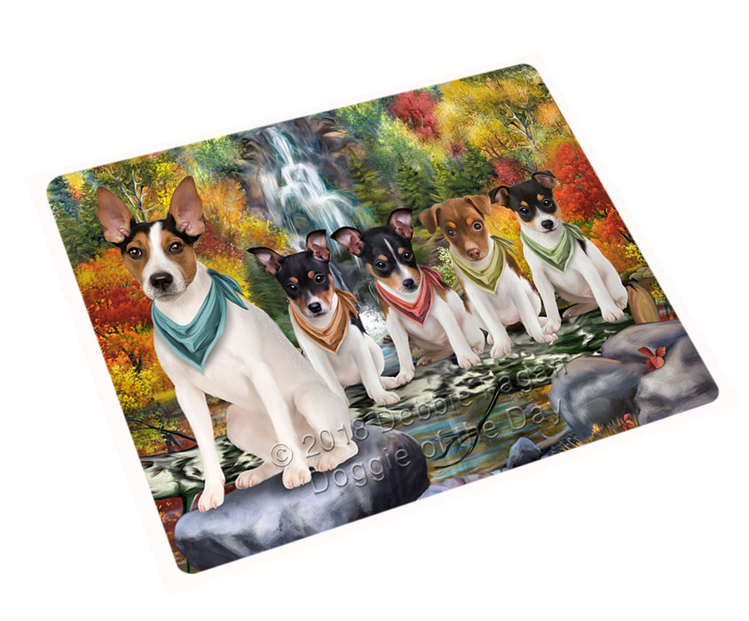 Scenic Waterfall Rat Terriers Dog Large Refrigerator / Dishwasher Magnet RMAG72054