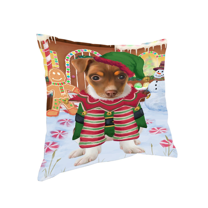 Christmas Gingerbread House Candyfest Rat Terrier Dog Pillow PIL80252