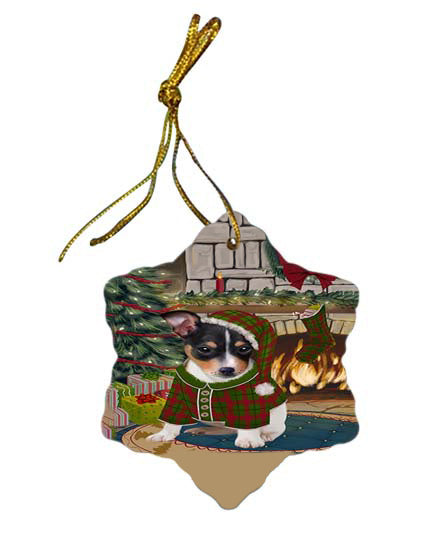 The Stocking was Hung Rat Terrier Dog Star Porcelain Ornament SPOR55930
