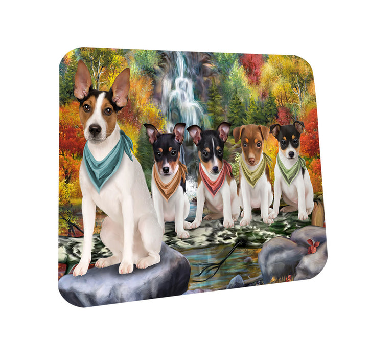 Scenic Waterfall Rat Terriers Dog Coasters Set of 4 CST51885