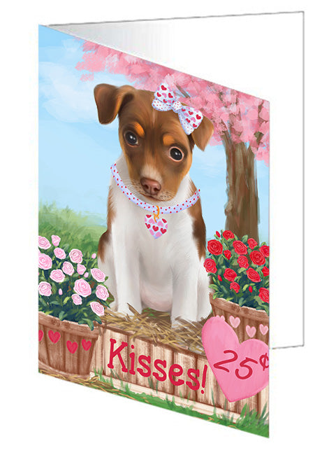 Rosie 25 Cent Kisses Rat Terrier Dog Handmade Artwork Assorted Pets Greeting Cards and Note Cards with Envelopes for All Occasions and Holiday Seasons GCD72509
