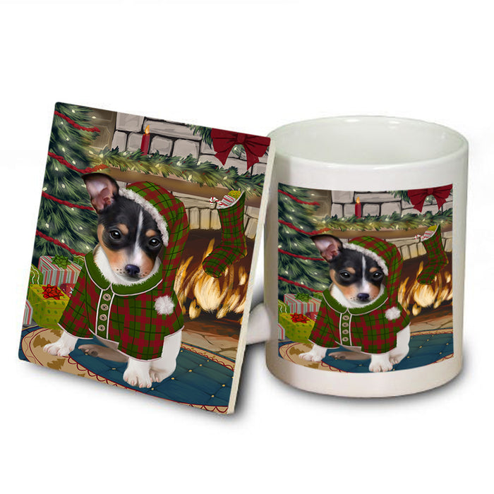 The Stocking was Hung Rat Terrier Dog Mug and Coaster Set MUC55566