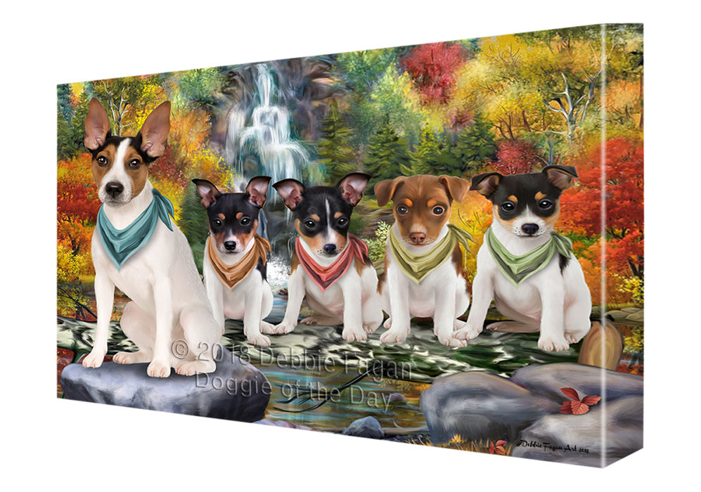 Scenic Waterfall Rat Terriers Dog Canvas Print Wall Art Décor CVS84599
