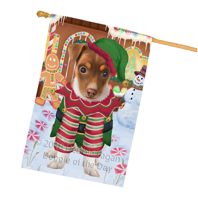 Christmas Gingerbread House Candyfest Rat Terrier Dog House Flag FLG57174