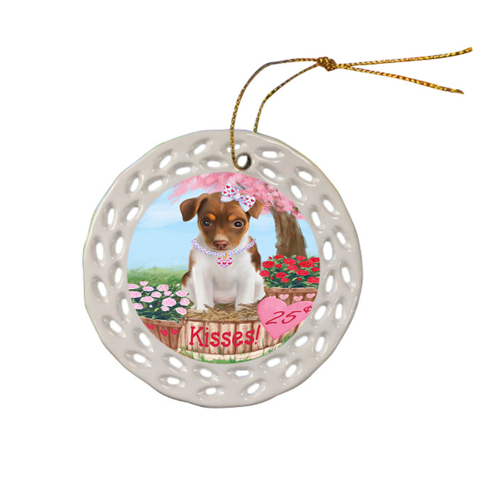 Rosie 25 Cent Kisses Rat Terrier Dog Ceramic Doily Ornament DPOR56354