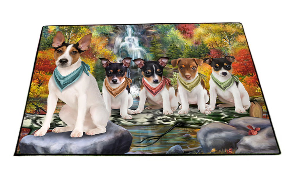 Scenic Waterfall Rat Terriers Dog Floormat FLMS51384