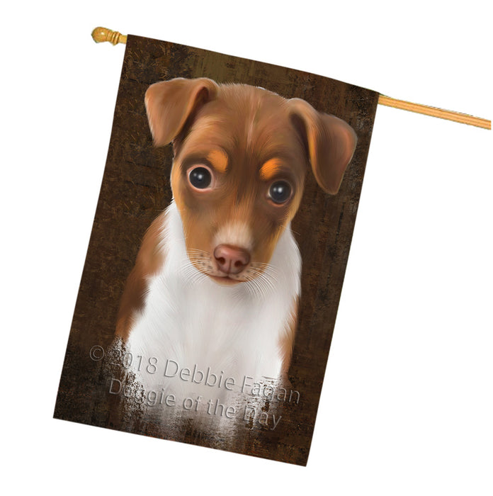 Rustic Rat Terrier Dog House Flag FLG54669