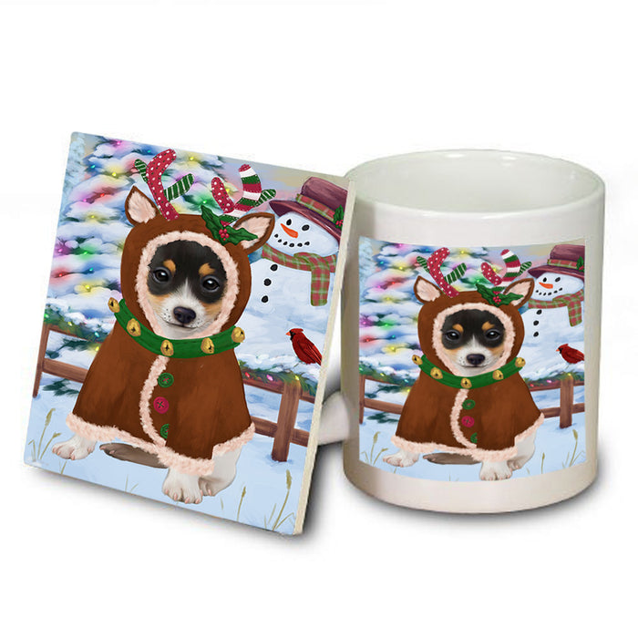 Christmas Gingerbread House Candyfest Rat Terrier Dog Mug and Coaster Set MUC56483