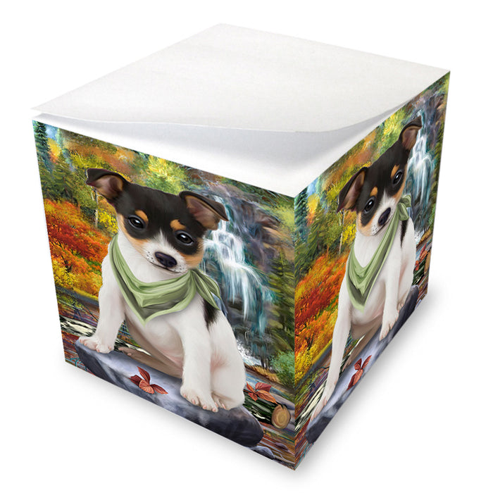 Scenic Waterfall Rat Terrier Dog Note Cube NOC51927