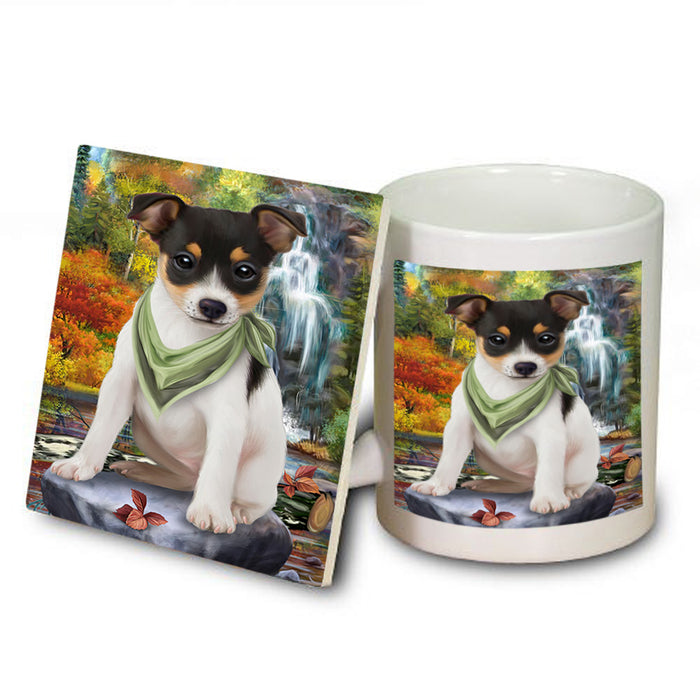 Scenic Waterfall Rat Terrier Dog Mug and Coaster Set MUC51919