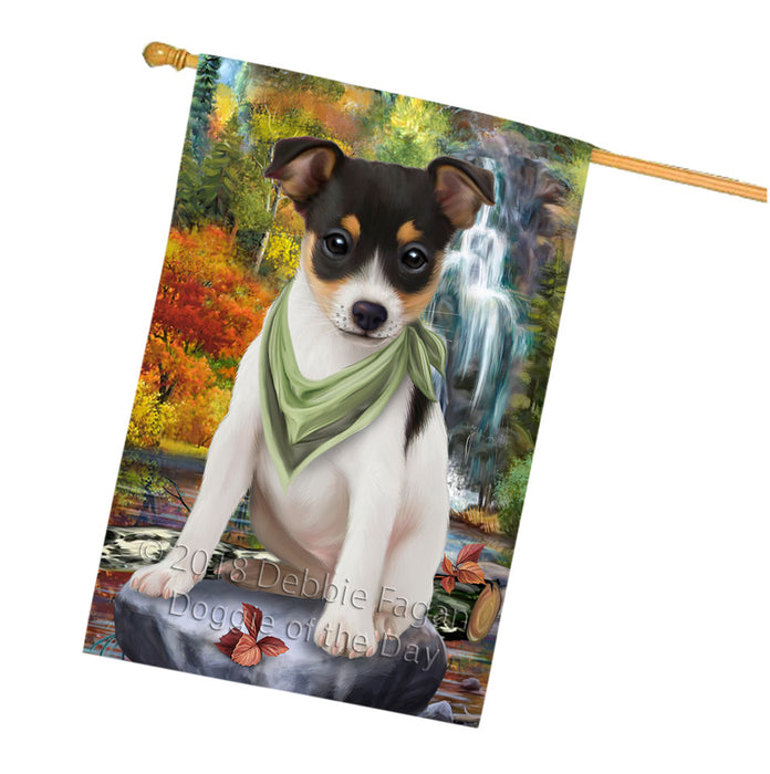 Scenic Waterfall Rat Terrier Dog House Flag FLG52060
