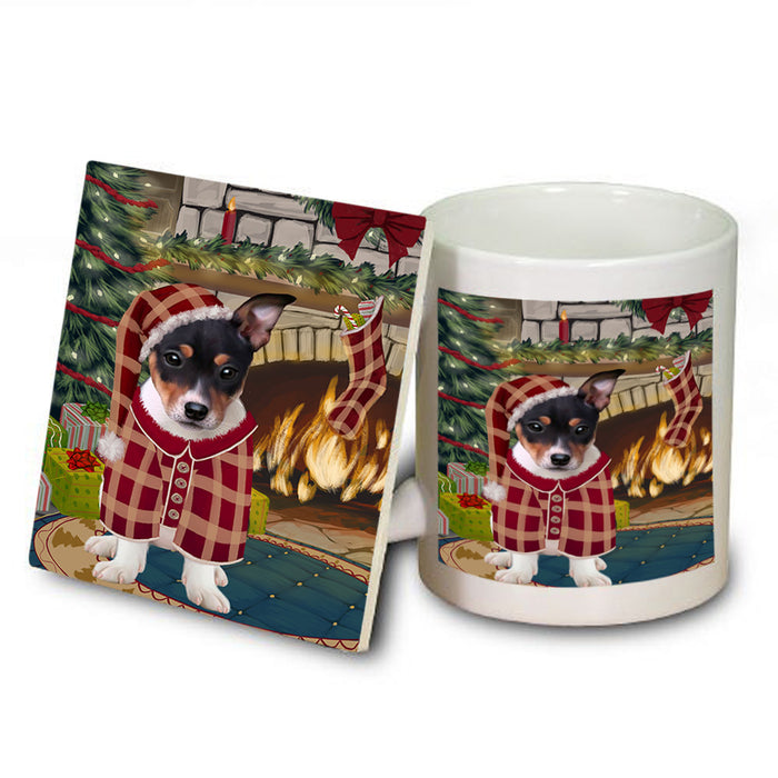 The Stocking was Hung Rat Terrier Dog Mug and Coaster Set MUC55567
