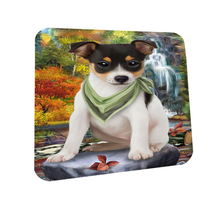 Scenic Waterfall Rat Terrier Dog Coasters Set of 4 CST51886
