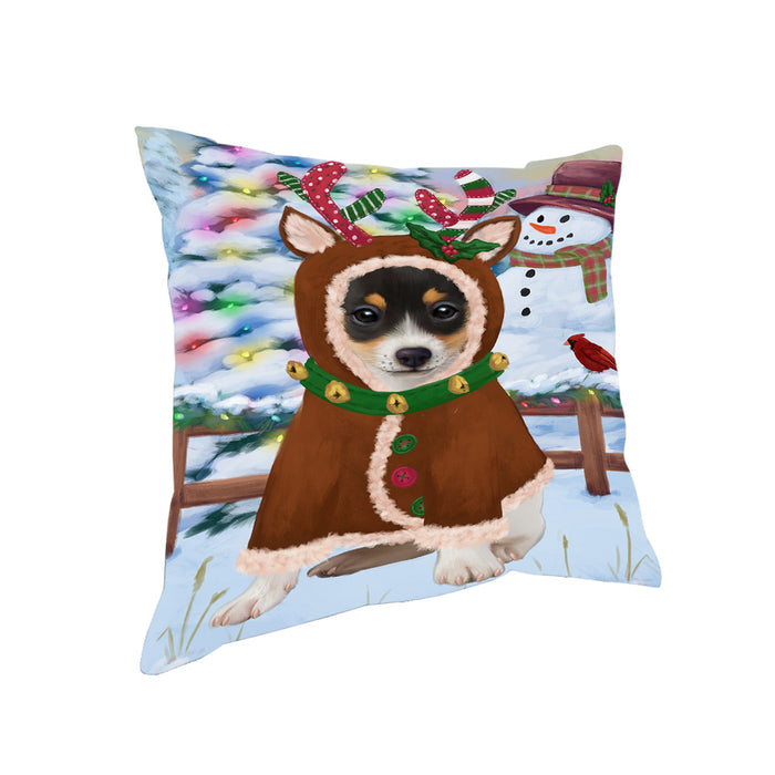 Christmas Gingerbread House Candyfest Rat Terrier Dog Pillow PIL80256