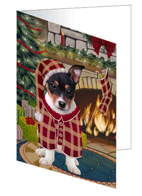 The Stocking was Hung Rat Terrier Dog Handmade Artwork Assorted Pets Greeting Cards and Note Cards with Envelopes for All Occasions and Holiday Seasons GCD71240