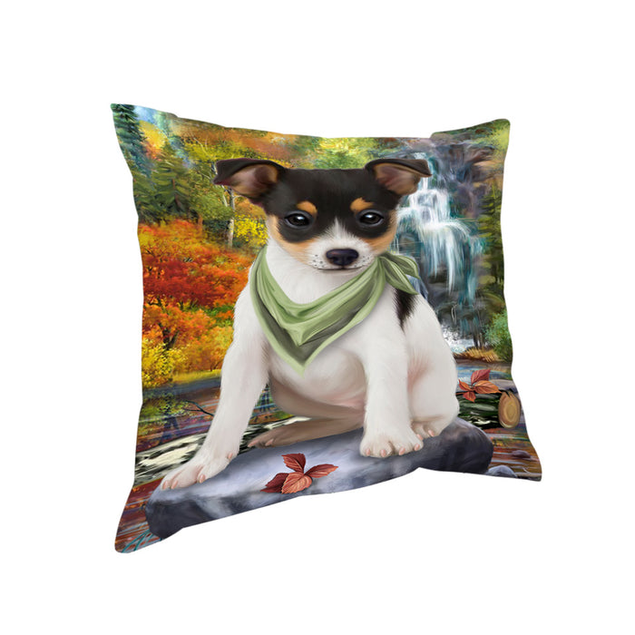 Scenic Waterfall Rat Terrier Dog Pillow PIL64072