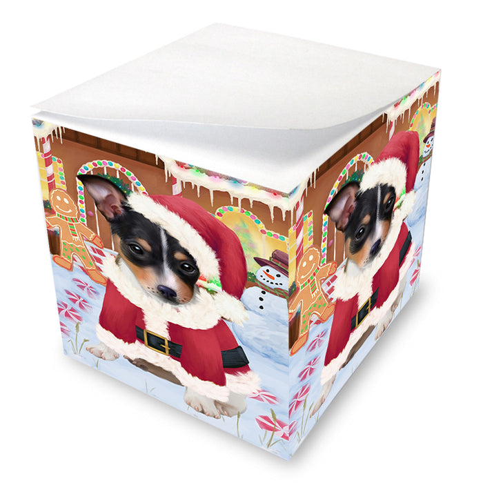 Christmas Gingerbread House Candyfest Rat Terrier Dog Note Cube NOC54564