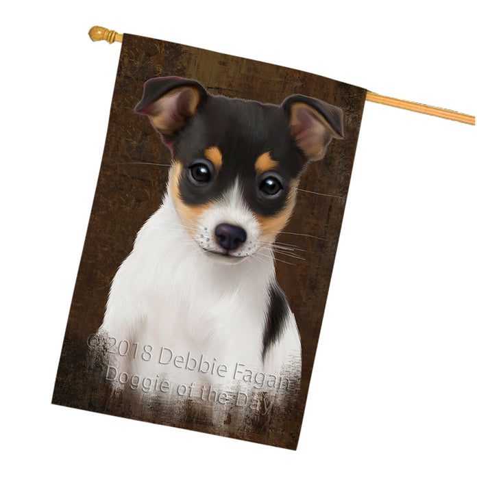 Rustic Rat Terrier Dog House Flag FLG54670