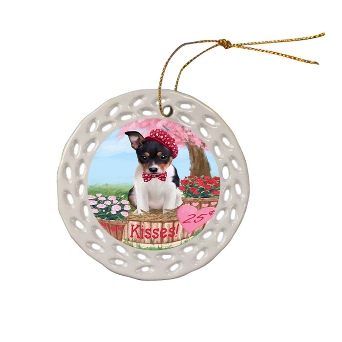 Rosie 25 Cent Kisses Rat Terrier Dog Ceramic Doily Ornament DPOR56356