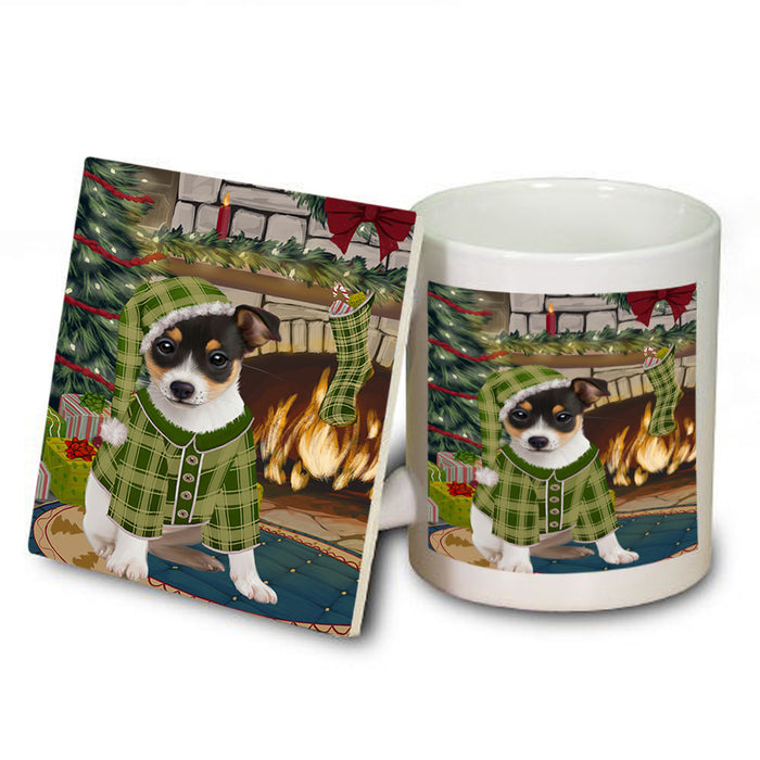The Stocking was Hung Rat Terrier Dog Mug and Coaster Set MUC55568