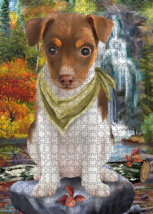 Scenic Waterfall Rat Terrier Dog Puzzle with Photo Tin PUZL59871