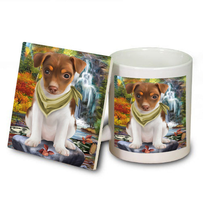 Scenic Waterfall Rat Terrier Dog Mug and Coaster Set MUC51920