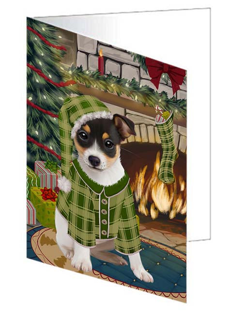 The Stocking was Hung Rat Terrier Dog Handmade Artwork Assorted Pets Greeting Cards and Note Cards with Envelopes for All Occasions and Holiday Seasons GCD71243