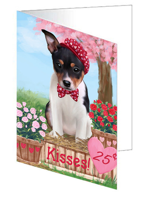 Rosie 25 Cent Kisses Rat Terrier Dog Handmade Artwork Assorted Pets Greeting Cards and Note Cards with Envelopes for All Occasions and Holiday Seasons GCD72515
