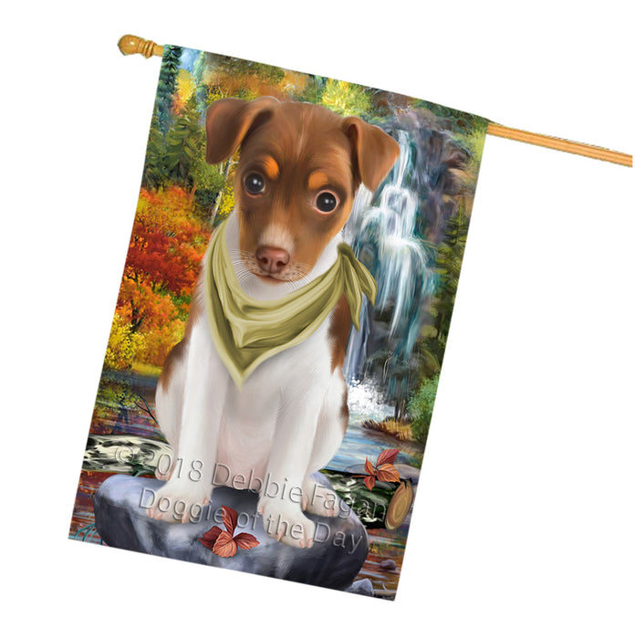 Scenic Waterfall Rat Terrier Dog House Flag FLG52061