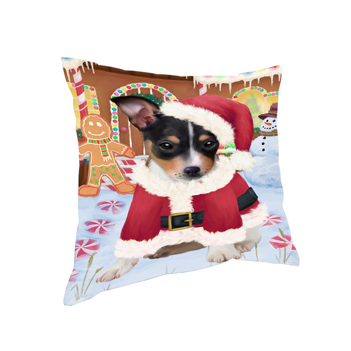 Christmas Gingerbread House Candyfest Rat Terrier Dog Pillow PIL80260