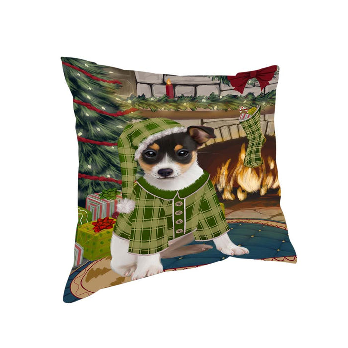 The Stocking was Hung Rat Terrier Dog Pillow PIL71232