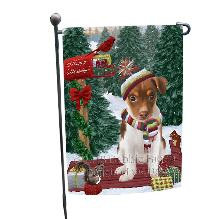 Merry Christmas Woodland Sled Rat Terrier Dog Garden Flag GFLG55302
