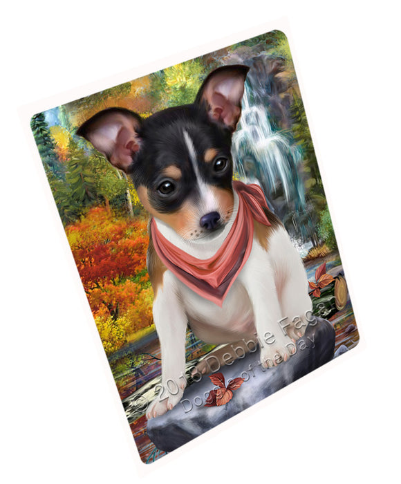 Scenic Waterfall Rat Terrier Dog Large Refrigerator / Dishwasher Magnet RMAG72072