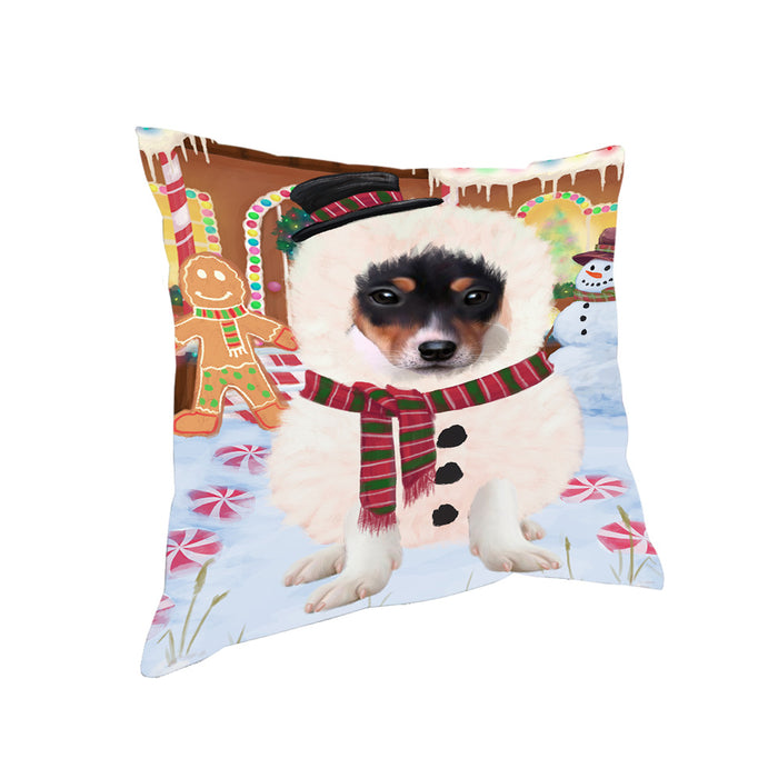 Christmas Gingerbread House Candyfest Rat Terrier Dog Pillow PIL80264