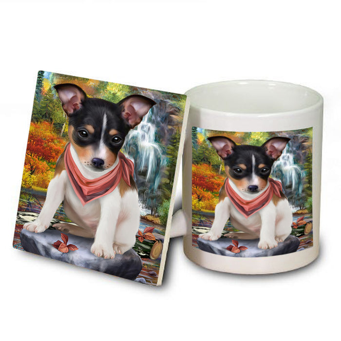 Scenic Waterfall Rat Terrier Dog Mug and Coaster Set MUC51921