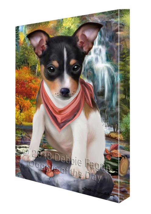 Scenic Waterfall Rat Terrier Dog Canvas Print Wall Art Décor CVS84626