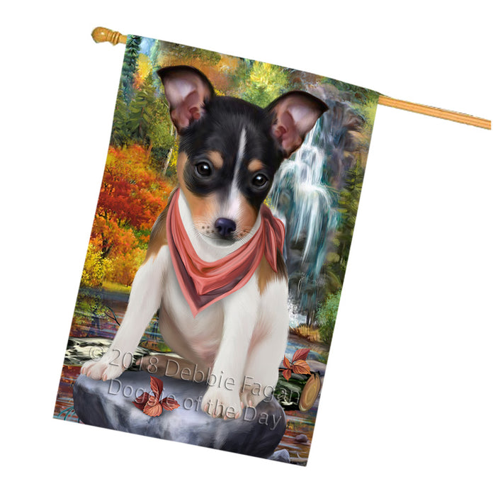 Scenic Waterfall Rat Terrier Dog House Flag FLG52062