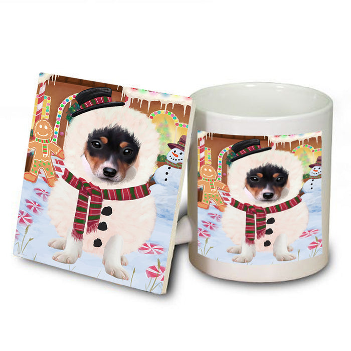 Christmas Gingerbread House Candyfest Rat Terrier Dog Mug and Coaster Set MUC56485