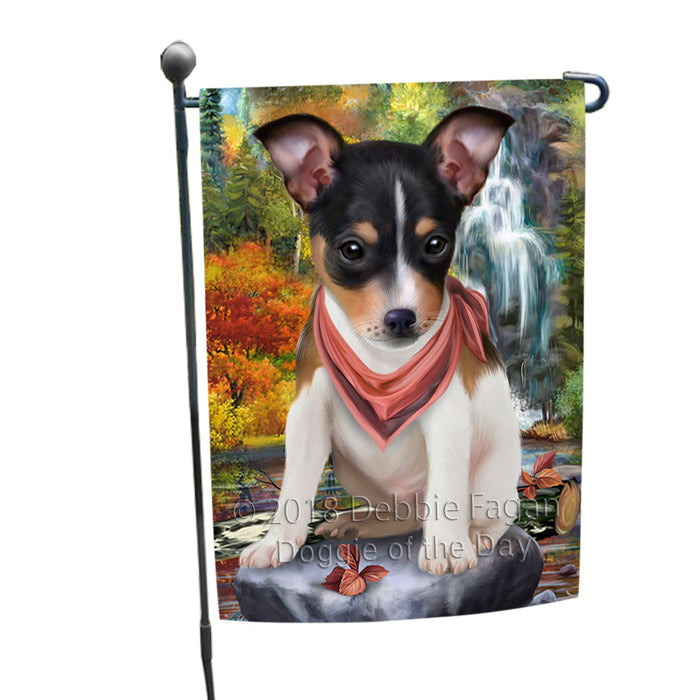 Scenic Waterfall Rat Terrier Dog Garden Flag GFLG51926