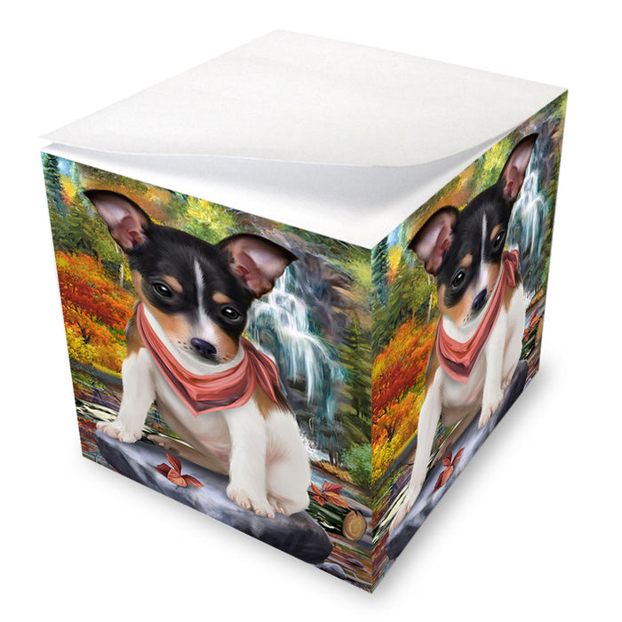 Scenic Waterfall Rat Terrier Dog Note Cube NOC51929