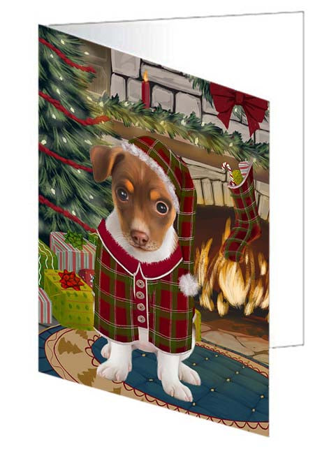 The Stocking was Hung Rat Terrier Dog Handmade Artwork Assorted Pets Greeting Cards and Note Cards with Envelopes for All Occasions and Holiday Seasons GCD71246