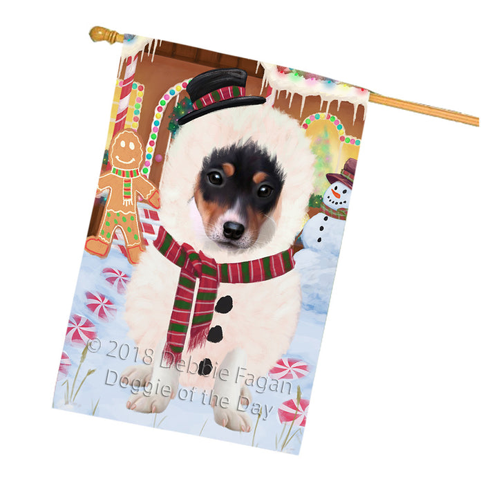 Christmas Gingerbread House Candyfest Rat Terrier Dog House Flag FLG57177