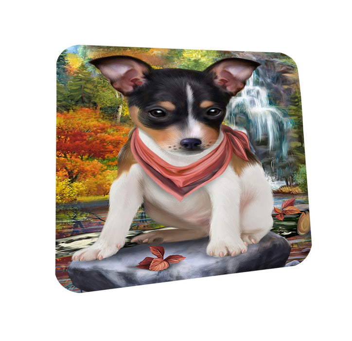 Scenic Waterfall Rat Terrier Dog Coasters Set of 4 CST51888