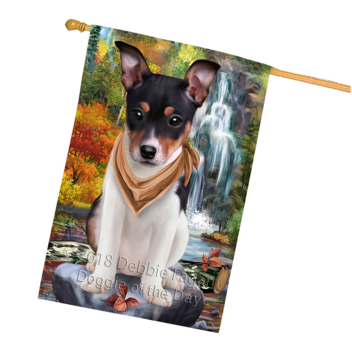 Scenic Waterfall Rat Terrier Dog House Flag FLG52063
