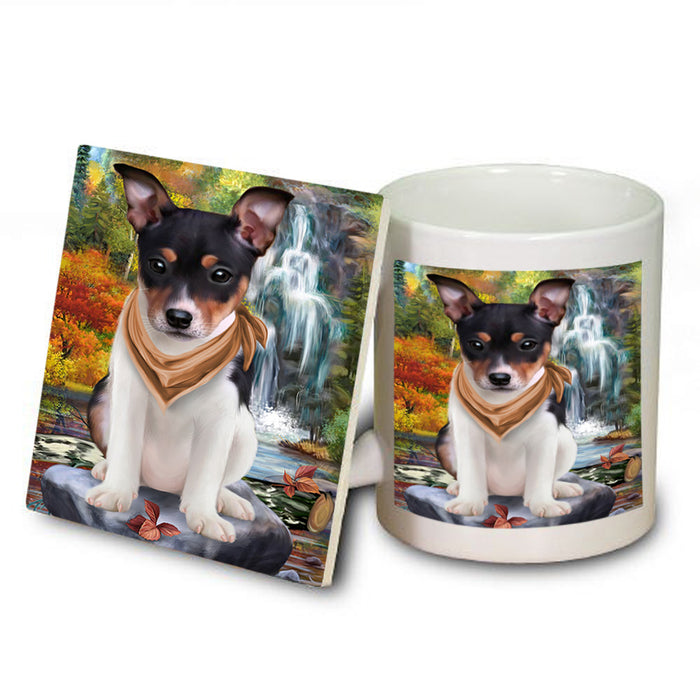 Scenic Waterfall Rat Terrier Dog Mug and Coaster Set MUC51922