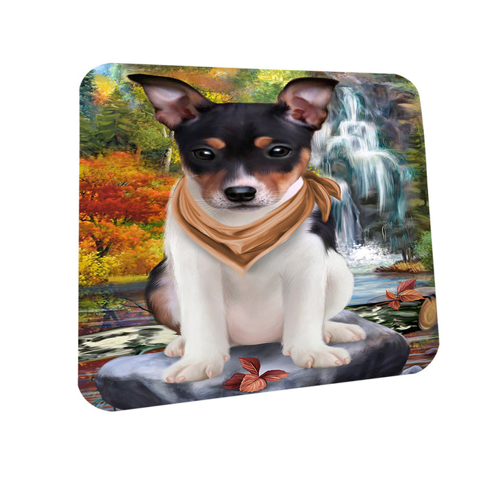 Scenic Waterfall Rat Terrier Dog Coasters Set of 4 CST51889