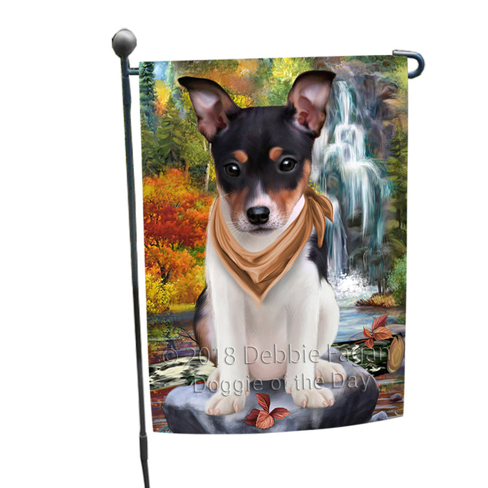 Scenic Waterfall Rat Terrier Dog Garden Flag GFLG51927