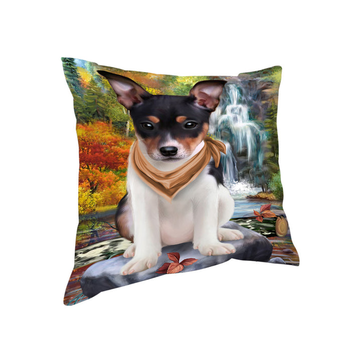 Scenic Waterfall Rat Terrier Dog Pillow PIL64084