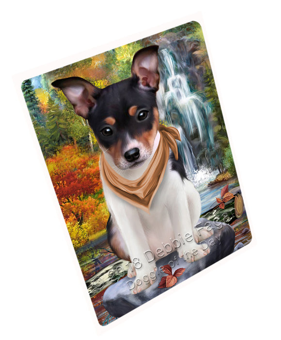 Scenic Waterfall Rat Terrier Dog Large Refrigerator / Dishwasher Magnet RMAG72078